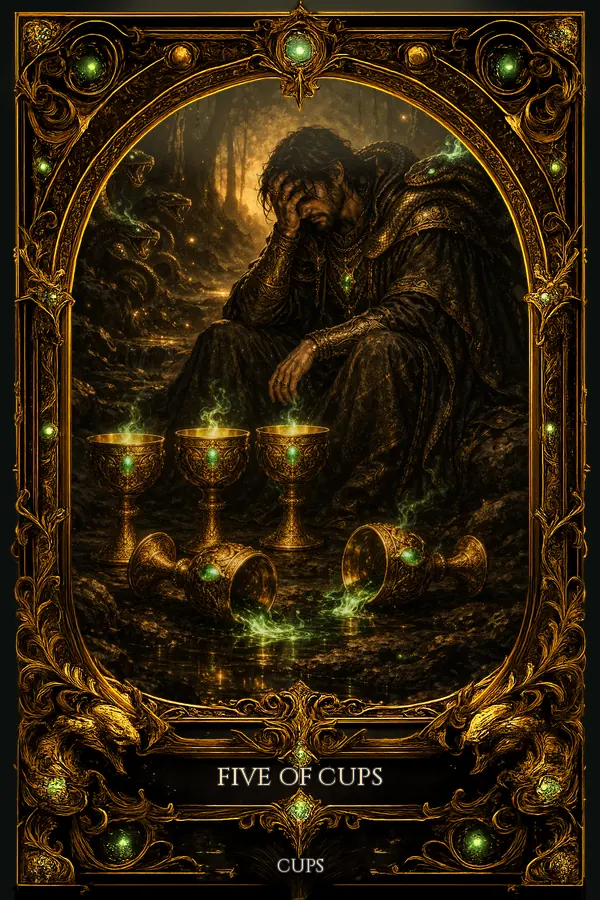 Five of Cups tarot card artwork