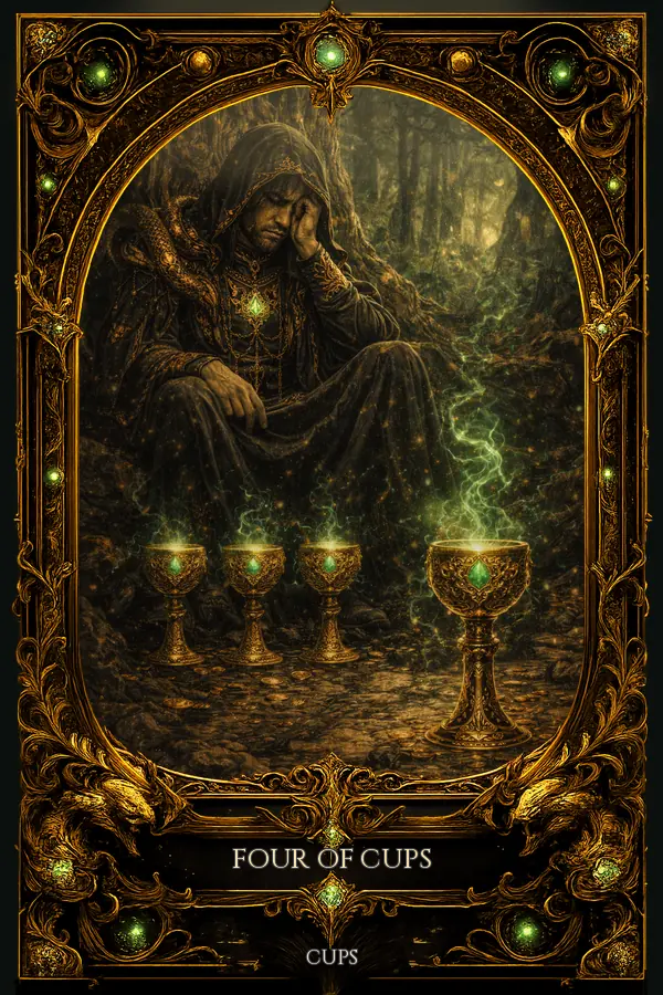 Four of Cups tarot card artwork