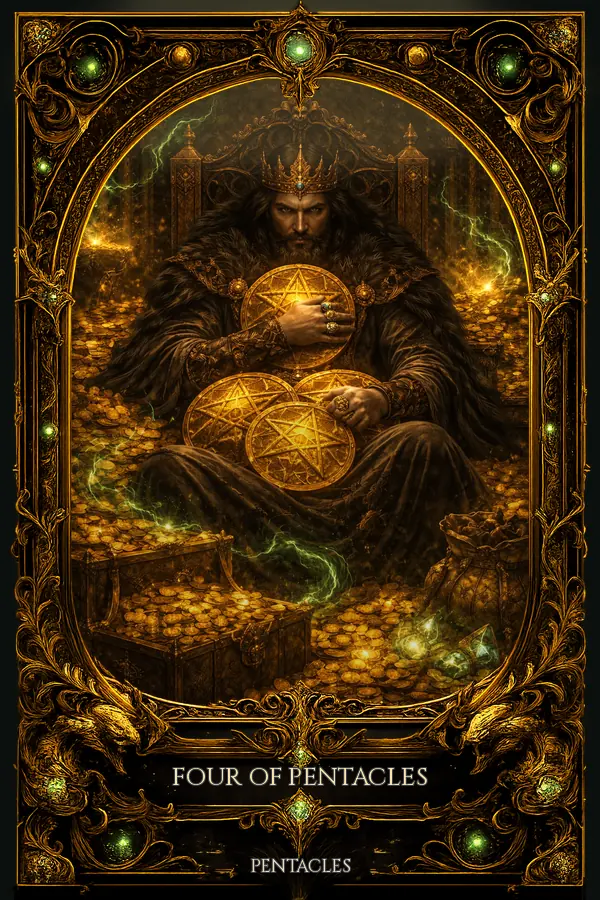 Four of Pentacles tarot card artwork