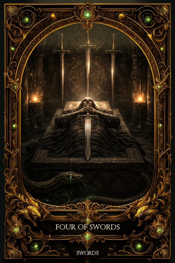 Four of Swords tarot card artwork