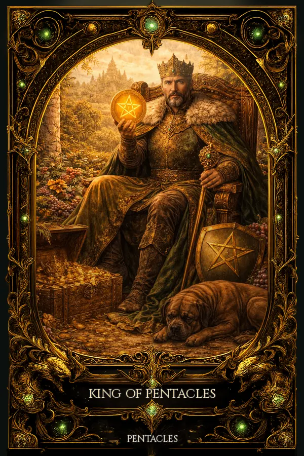 King of Pentacles tarot card artwork