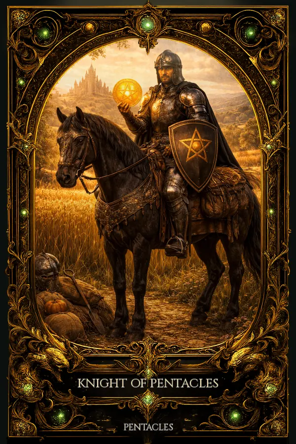 Knight of Pentacles tarot card artwork