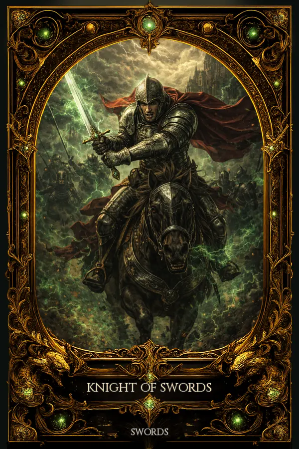 Knight of Swords tarot card artwork