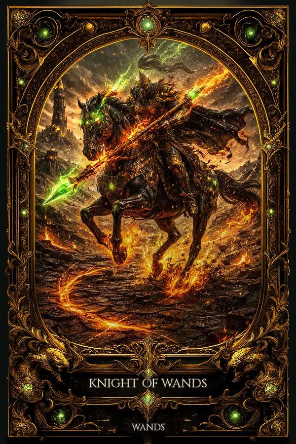 Knight of Wands tarot card artwork