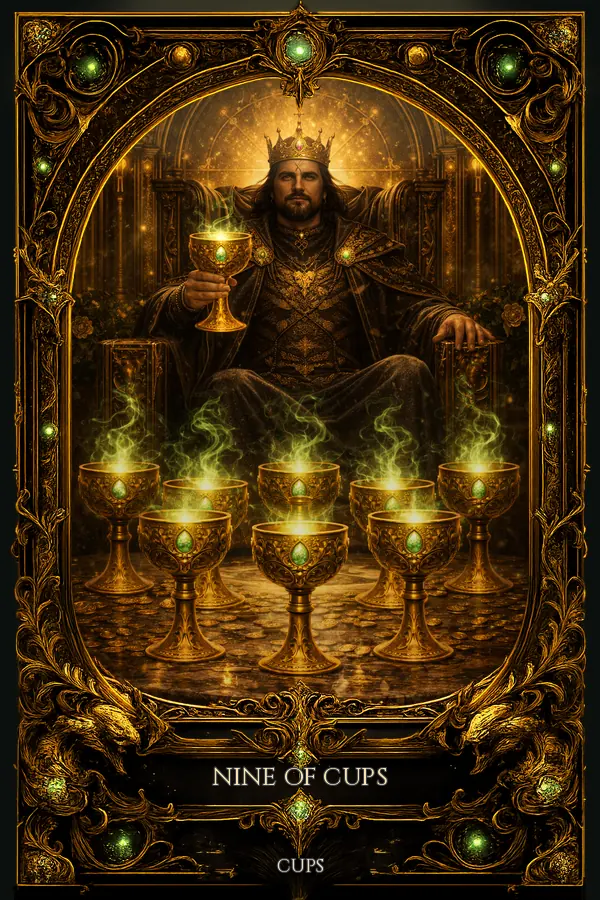 Nine of Cups tarot card artwork