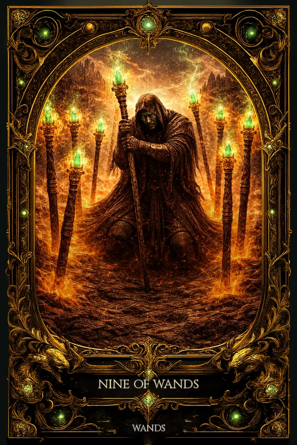 Nine of Wands tarot card artwork