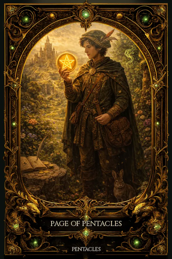 Page of Pentacles tarot card artwork