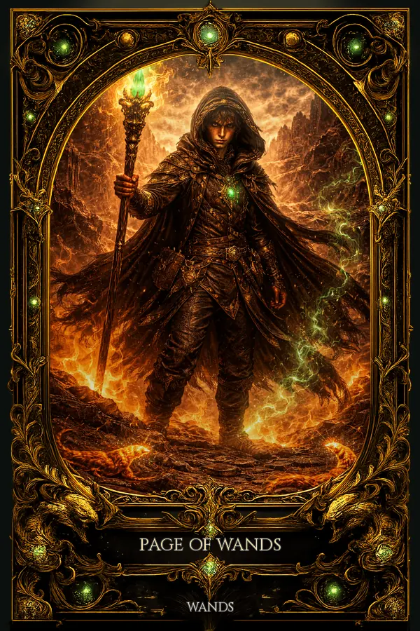 Page of Wands tarot card artwork