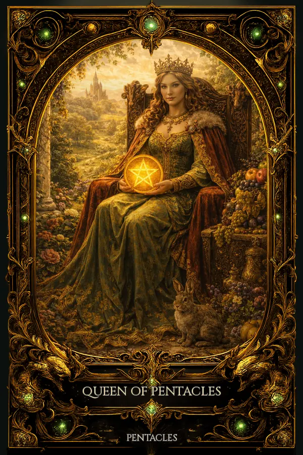 Queen of Pentacles tarot card artwork