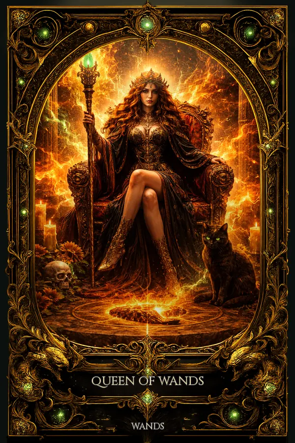 Queen of Wands tarot card artwork