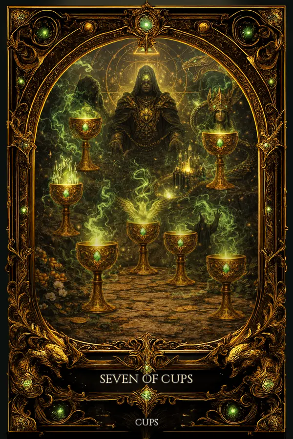 Seven of Cups tarot card artwork