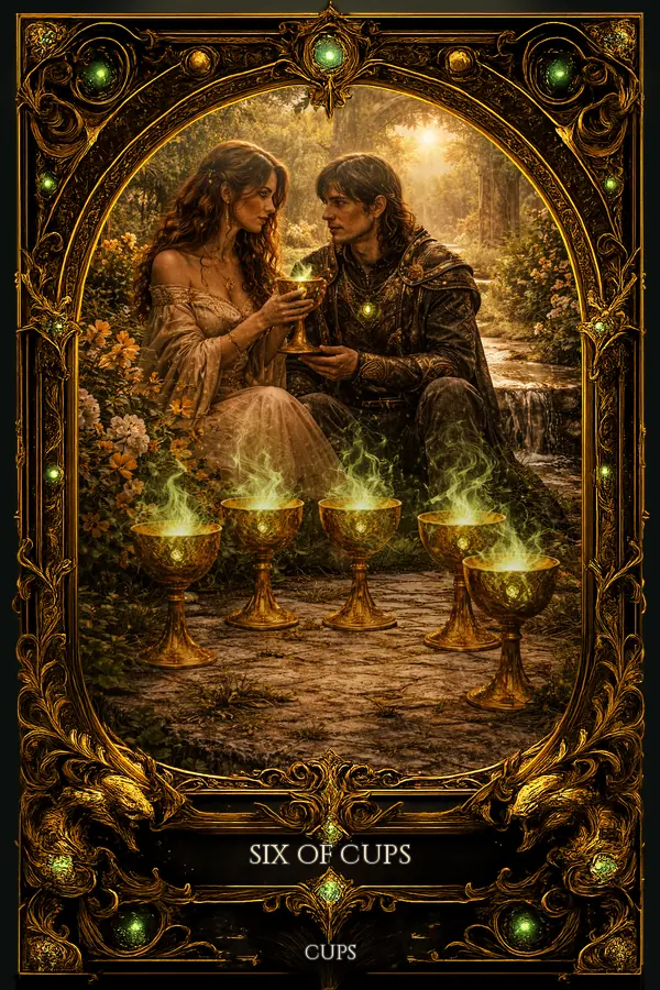 Six of Cups tarot card artwork