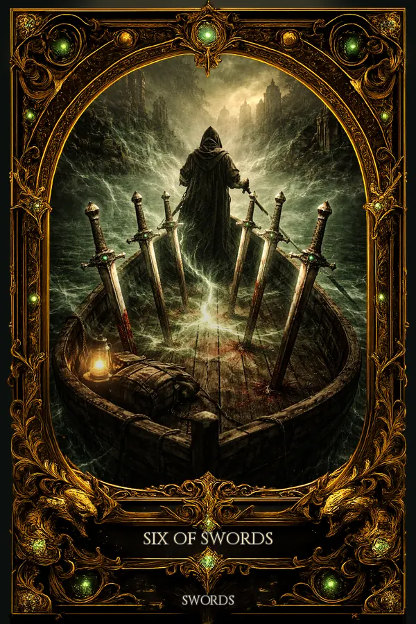 Six of Swords tarot card artwork