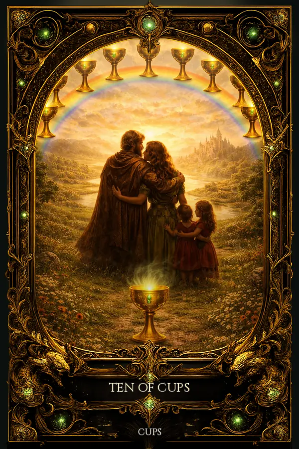 Ten of Cups tarot card artwork