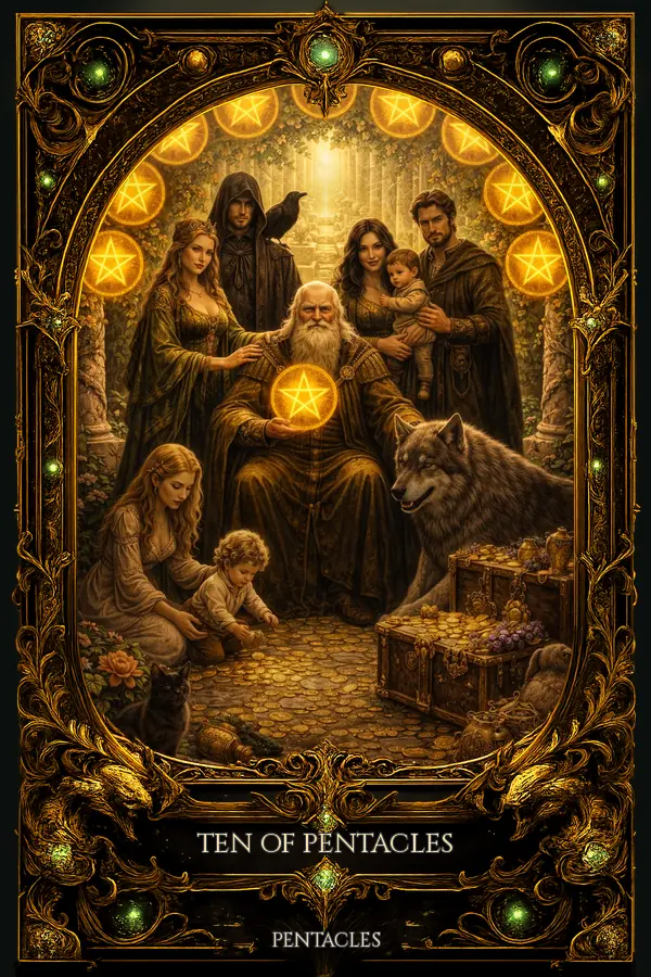 Ten of Pentacles tarot card artwork