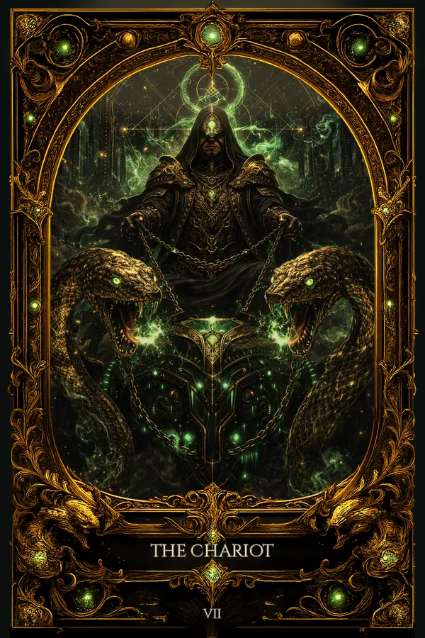 The Chariot tarot card artwork