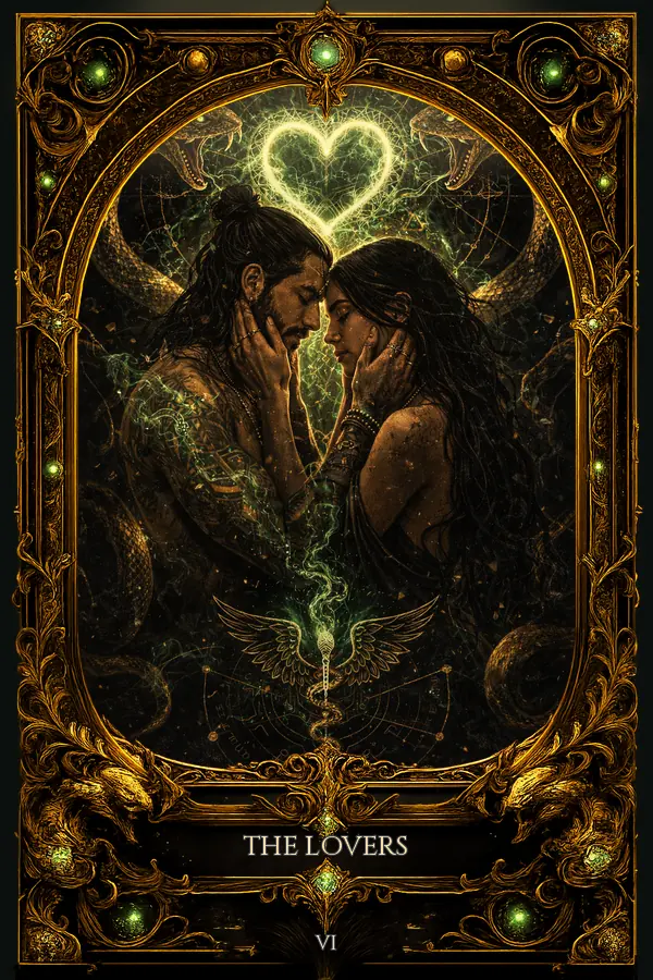 The Lovers tarot card artwork