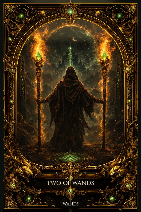 Two of Wands tarot card artwork